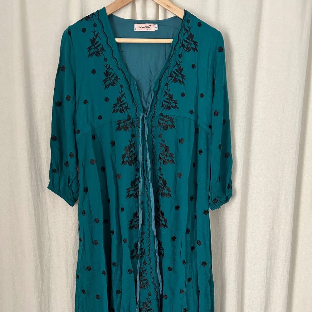 Teal and black dress